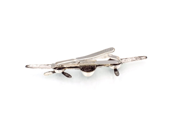 Airplane Tie Clip with Moving Propellers (Men's Steampunk Jewelry) fripparie
