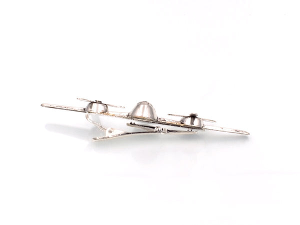Airplane Tie Clip with Moving Propellers (Men's Steampunk Jewelry) fripparie