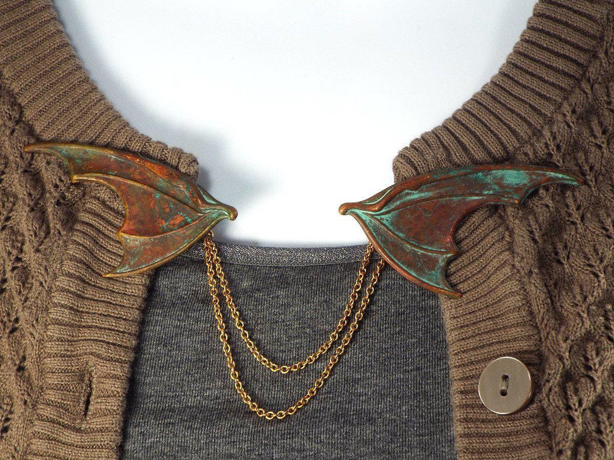 Dragon Wing Sweater Clip | Cloak Clasp | fripparie