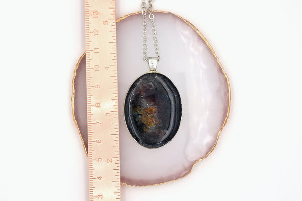 Milky Way Galaxy Space Pendant Necklace (Resin, Silver Plated, Celestial Jewelry) fripparie