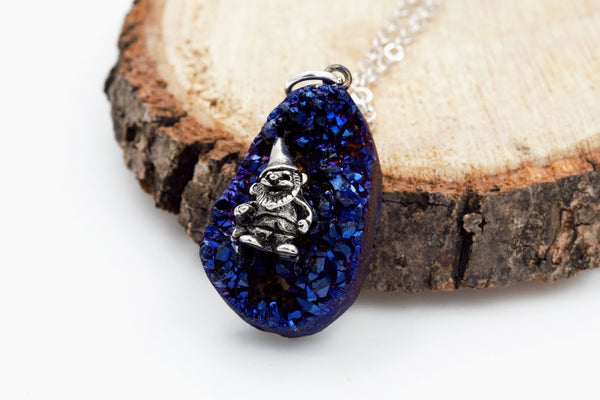 Snow White Dwarf Necklace Agate Druzy (Blue, Purple, Rainbow, Gold, Fairy Tale Jewelry) fripparie